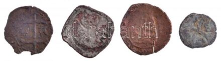 4 db ~14-15. sz-i magyar érmetétel, közte 1428-1437. Denár Ag 'Zsigmond' (0,46g) T:3 k., repedés, patina