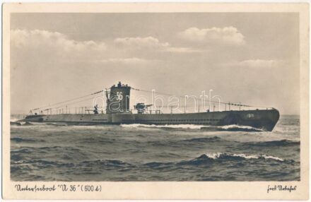 Unterseeboot U 36. Reihe Kriegsmarine Nr. 1243. / German submarine U-36 / Német U36 tengeralattjáró (EK)