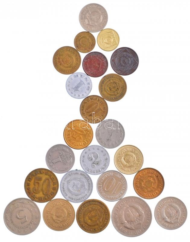 Jugoszlávia 1953-1997. 23db-os érme tétel, 5p - 50D közötti névértékek T:vegyes Yugoslavia 1953-1997. 23pcs of coins lot with denominations between 5 Para - 50 Dinara C:mixed