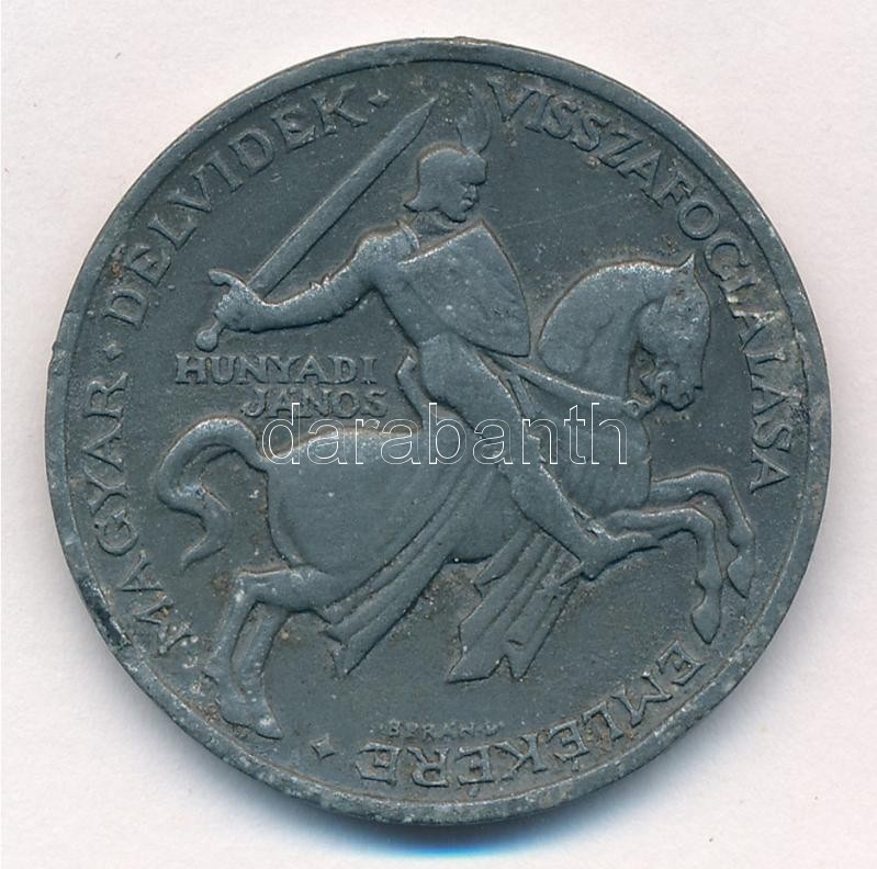 1941. 'Délvidéki Emlékérem' Zn emlékérem mellszalag és fül nélkül. Szign.: BERÁN L. T:2- ph. Hungary 1941. 'Commemorative Medal for the Return of Southern Hungary' Zn medal without ribbon and ear. Sign: BERÁN L. C:VF patina NMK 429.