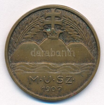 Göröntsér Greff Lajos (1888-1976) ~1930-1940. 'M.U.SZ. (Magyar Úszó Szövetség 1907' Br érem (33,5mm) T:2 patina