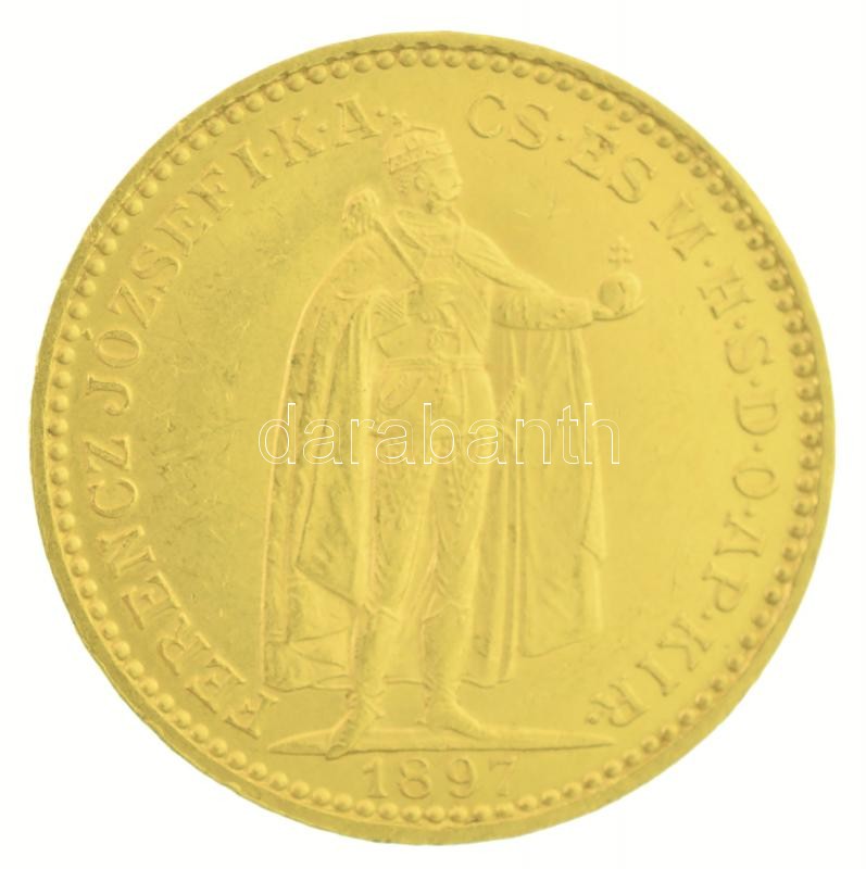 1897KB 20K Au 'Ferenc József' Körmöcbánya (6,79g/0.900) T:1- / Hungary 1897KB 20 Korona Au 'Franz Joseph' Kremnitz (6,79g/0.900) C:AU Adamo K9, Krause KM#486