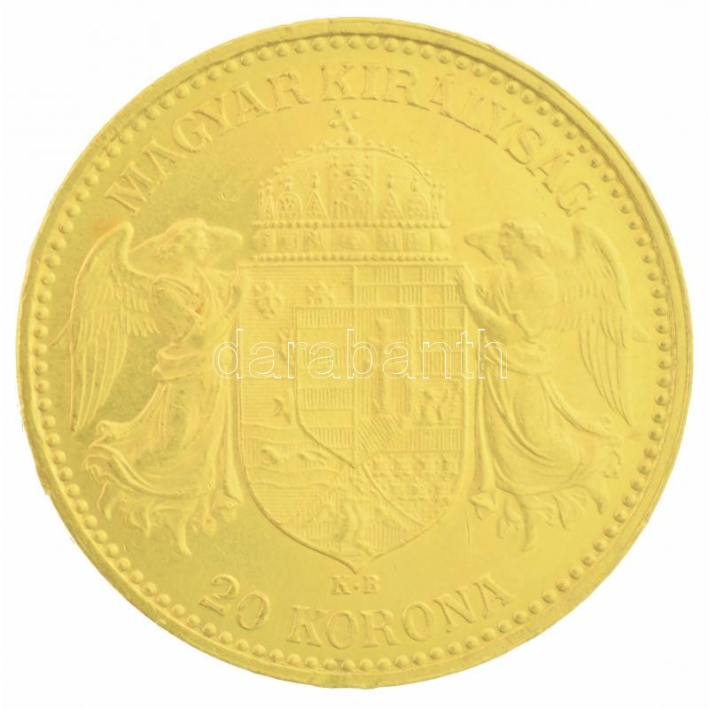 1897KB 20K Au 'Ferenc József' Körmöcbánya (6,79g/0.900) T:1- / Hungary 1897KB 20 Korona Au 'Franz Joseph' Kremnitz (6,79g/0.900) C:AU Adamo K9, Krause KM#486 - Image 2