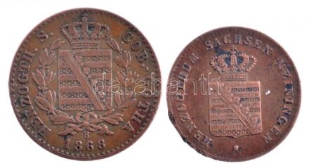 Német Államok / Szászország-Meiningen 1868. 1pf Cu + Szász-Koburg-Gothai Hercegség 1868B 2pf Cu T:2-,2 ph. German States / Duchy of Saxe-Meiningen 1868. 1 Pfennig Cu + Duchy of Saxe-Coburg and Gotha 1868B 2 Pfennig Cu C:VF,XF edge