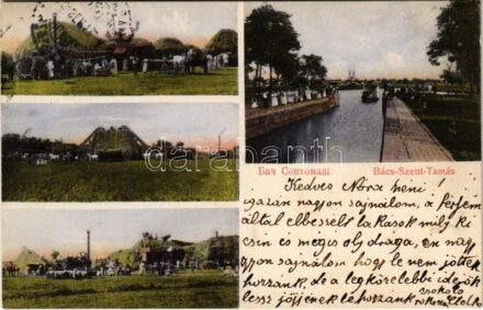 1910 Szenttamás, Bácsszenttamás, Srbobran; aratás, gőzhajó / harvest, steamship (EK)