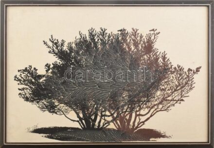 Olvashatatlan (Balogh?) jelzéssel: Két fa. Vegyes technika, vászon, faroston. Hátoldalán Képcsarnok címkével. Fa keretben. 40x59 cm