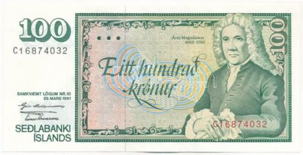 Izland DN (1981-1986) 100K 'C16874032' T:II hajtatlan Iceland ND (1981-1986) 100 Kronur 'C16874032' C:XF unfolded Krause P#50