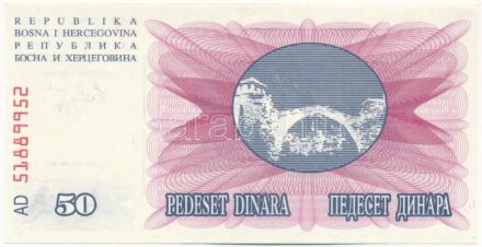 Bosznia-Hercegovina 1992. 50D '51889952' T:I- Bosnia and Hercegovina 1992. 50 Dinara '51889952' C:AU Krause P#12a
