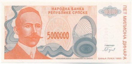 Bosznia-Hercegovina 1993. 5.000.000D 'A1815368' T:I- Bosnia and Hercegovina 1993. 5.000.000 Dinara 'A1815368' C:AU Krause P#156a