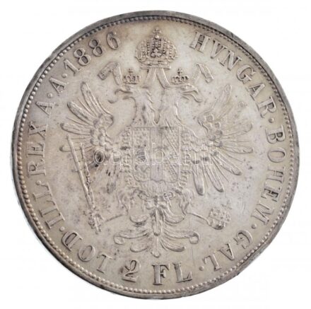 Ausztria 1886. 2Fl Ag 'Ferenc József' T:1-,2 patina / Austria 1886. 2 Florin Ag 'Franz Joseph' C:AU,XF patina Krause KM#2233