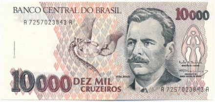 Brazília DN (1993) 10.000C 'A 7257023843 A' T:II hajtatlan Brazil ND (1993) 10.000 Cruzeiros 'A 7257023843 A' C:XF unfolded Krause P#233c