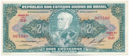 Brazília DN (1958) 2C '913 067590' T:II Brazil ND (1958) 2 Cruzeiros '913 067590' C:XF Krause P#157Ac