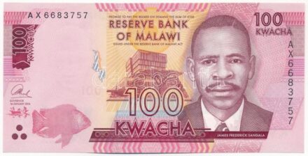 Malawi 2016. 100K 'AX 6683757' T:I Malawi 2016. 100 Kwacha 'AX 6683757' C:UNC Krause P#65b