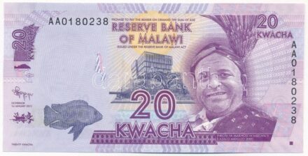 Malawi 2012. 20K 'AA 0180238' T:I- Malawi 2012. 20 Kwacha 'AA 0180238' C:AU Krause P#57a