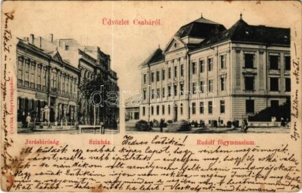 1899 (Vorläufer) Békéscsaba, Járásbíróság, Színház, Rudolf főgimnázium, Löffler üzlete. Corvina kiadása (EK)