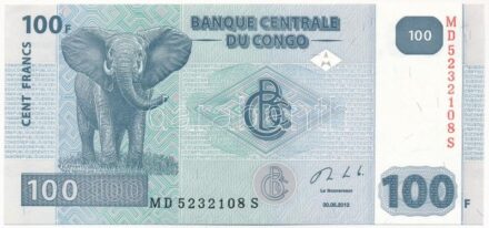 Kongó 2013. 100Fr 'MD 5232108 S' T:I- Congo 2013. 100 Francs 'MD 5232108 S' C:AU Krause P#98b