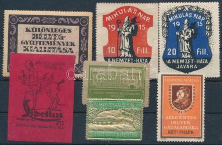 1915-1928 7 db klf. régi magyar levélzáró, közte 2 db R!