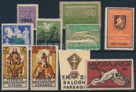1915-1938 10 db klf. régi magyar levélzáró