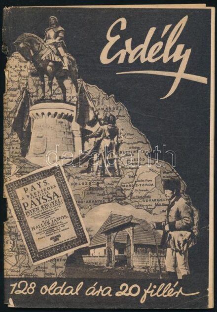 1940 Erdély. Írták: Asztalos Miklós, Cholnoky Jenő, Gunda Béla, Kniezsa István, Kozocsa Sándor. Bp., 1940, Magyar Népművelők Társasága, 127 p. Gazdag fekete-fehér képanyaggal illusztrált. Kiadói tűzött papírkötés, szakadt
