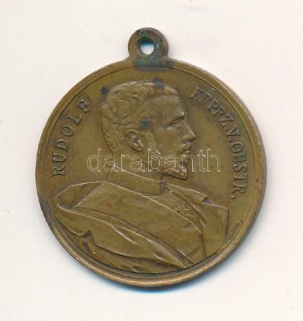 Ausztria 1889. 'Rudolf trónörökös emlékére' Br emlékérem füllel (27mm) T:2 kis patina Austria 1889. 'In Memory of Crown Prince Rudolf' Br commemorative medallion with ear (27mm) C:XF small patina