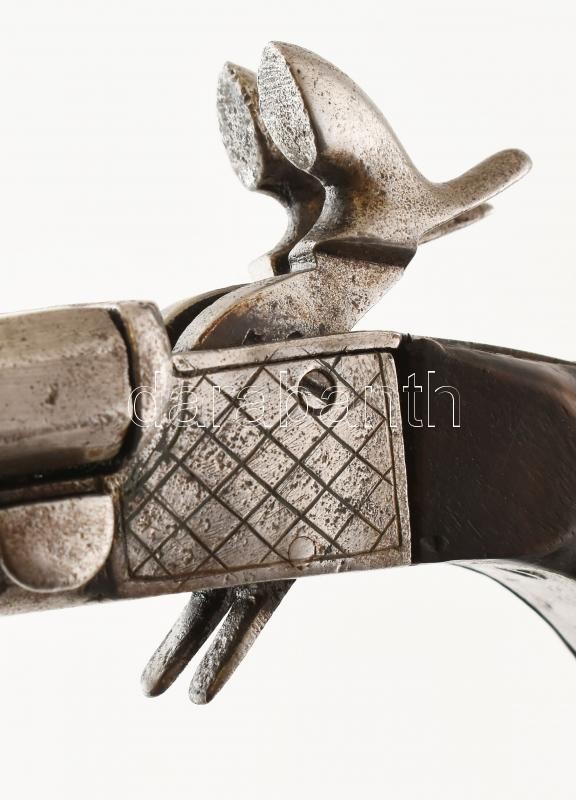 cca 1840-1860 Díszes elöltöltős csappantyús pisztoly, (jelzett?), kopott, fa markolattal, h: 22 cm - Image 2