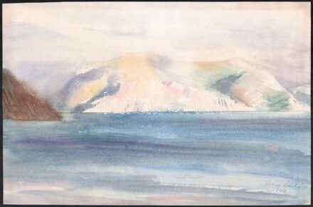 Vincze László (1934-2020): Vízparti táj, 1988. Akvarell, papír, jelzett, 27×40,5 cm