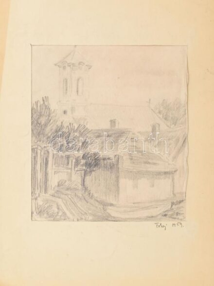 Jelzés nélkül: Tokaj, 1959. Ceruza, papír, 22×19 cm