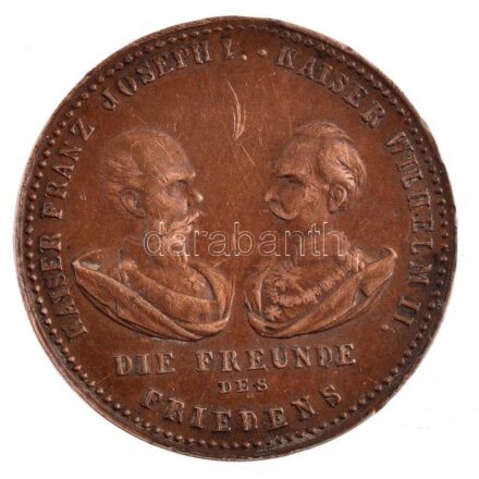 Ausztria ~1914. 'A béke barátai - Ferenc József császár - II. Vilmos császár' kétoldalas bronz propaganda medál (23mm) T:2 kis karc / Austria ~1914. 'DIE FREUNDE DES FRIEDENS - KAISER FRANZ JOSEPH - KAISER WILHELM II' double-sided bronze