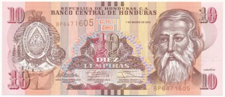 Honduras 2012. 10L 'BP 6471605' T:II hajtatlan Honduras 2012. 10 Lempiras 'BP 6471605' C:XF unfolded Krause P#99