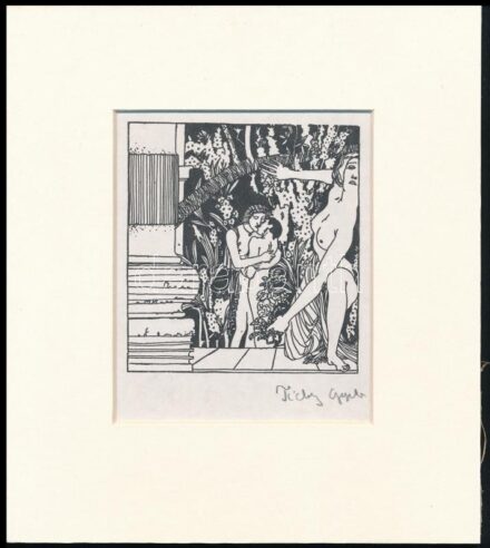 Tichy Gyula (1879-1920): Akt, nyomat utólagos jelzéssel, paszpartuban, 11×9 cm