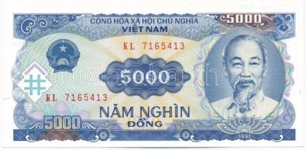 Vietnam 1991. 5000D 'KL 7165413' T:III szép papír Vietnam 1991. 5000 Dong 'KL 7165413' C:F nice paper Krause P#108a