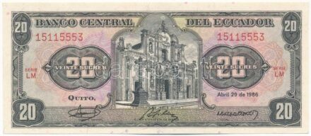 Ecuador 1986. 20S 'LM 15115553' T:I- Ecuador 1986. 20 Sucres 'LM 15115553' C:AU Krause P#121As1