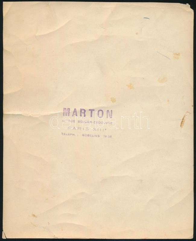 Czóbel Béla (1883-1976) festőművész Párizsban, műtermében sérült Marton jelzett fotó 23x18 cm - Image 2