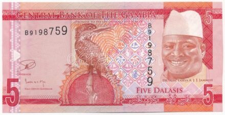 Gambia DN (2015.) 5D 'B 9198759' T:I- vágáshiba Gambia ND (2015.) 5 Dalasis 'B 9198759' C:AU miscut Krause P#31