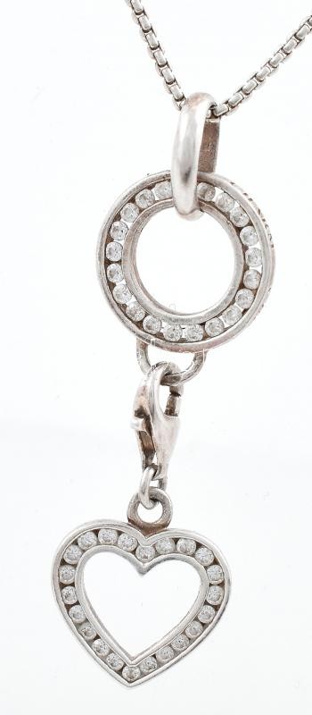 Ezüst (Ag) Thomas Sabo lánc, apró köves medállal és charm-mal. Jelzett, bruttó: 6,7 g, h: 50 cm
