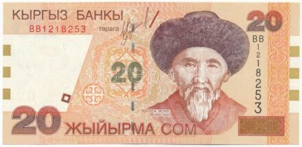 Kirgizisztán 2002. 20S 'BB 1218253' T:I- Kyrgyzstan 2002. 20 Som 'BB 1218253' C:AU Krause P#19