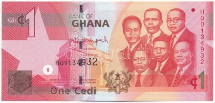Ghána 2015. 1C 'HQ 0134932' T:I- Ghana 2015. 1 Cedi 'HQ 0134932' C:AU Krause P#37f