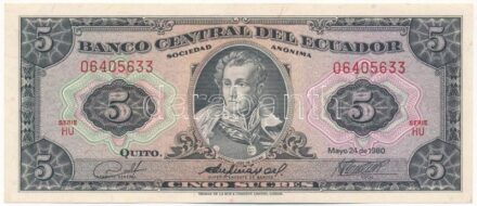 Ecuador 1980. 5S 'HU 06405633' T:II Ecuador 1980. 5 Sucres 'HU 06405633' C:XF Krause P#113
