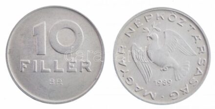 1989. 10f Al (2x) a hátlap az előlaphoz képest ~120 fokkal elfordult, mellette támpéldány T:1-,2