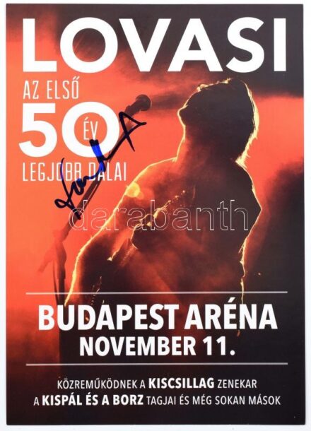 Lovasi András zenész autográf aláírása nyomtatványon