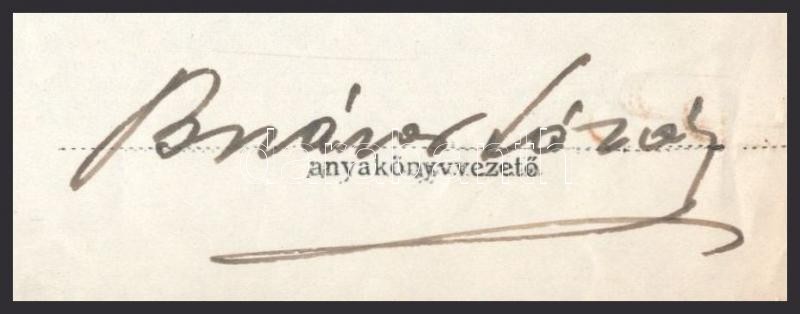 1939 Balatonboglár Izraelita anyakönyvi kivonat, anyakönyvvezető rabbi aláírásával - Image 2