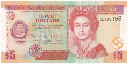 Belize 2016. 5$ T:II Belize 2016. 5 Dollars C:XF Krause P#67