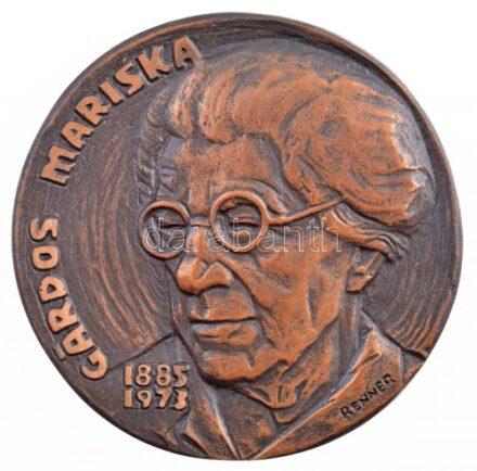 Renner Kálmán (1927-1994) ~1973. 'Gárdos Mariska 1885-1973 / A forradalmi nőmozgalom kiemelkedő harcosa - Magyar Nők Országos Tanácsa' kétoldalas, öntött bronz emlékérem, eredeti tokban (91mm) T:1-