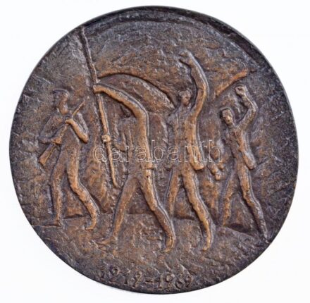 1969. '1919-1969 (A tanácsköztársaság emlékére)' egyoldalas Br plakett (78mm) T:2 kis ph