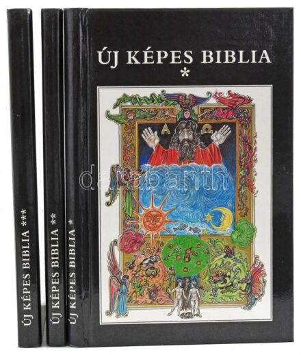 Új képes biblia I-III. köt. Károly Gáspár bibliája alapján vál. és a mai nyelvre átdolgozta: Vargha Balázs. Mata János rajzaival. Bp., 1988, Kossuth. Kiadói kartonált papírkötés, kiadói kopott karton védőtokban.