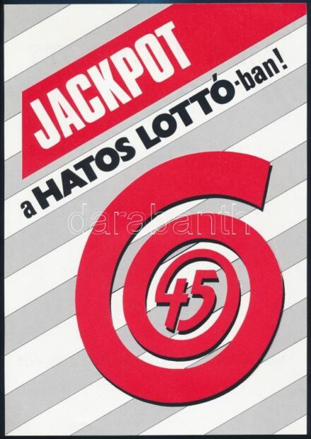 cca 1990 'Jackpot a Hatos Lottó-ban!' kisplakát, villamosplakát, 23,5x16,5 cm