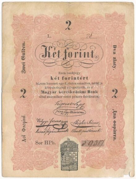1848. 2Ft 'Kossuth bankó' 'HPh 59317' T:III kis anyaghiány Adamo G105