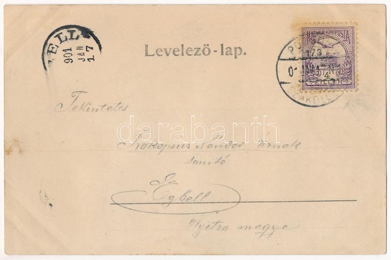 1901 Jókút, Kutti, Kúty; vasútállomás, templom, Állomási vendéglő. Emanuel J. 1900 / railway station, church, railway restaurant. Art Nouveau, floral - Image 2