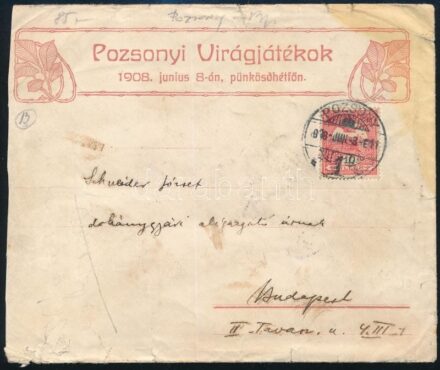 1908 Pozsonyi Virágjátékok borítékja