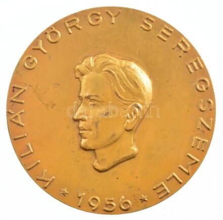 1956. 'Kilián György seregszemle / A seregszemle budapesti döntőjén elért eredményért' kétoldalas aranyozott Br emlékérem (80mm) T:2 patina, kopott aranyozás